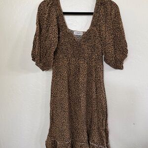 CJLA Leopard Print Puff Sleeve Dress